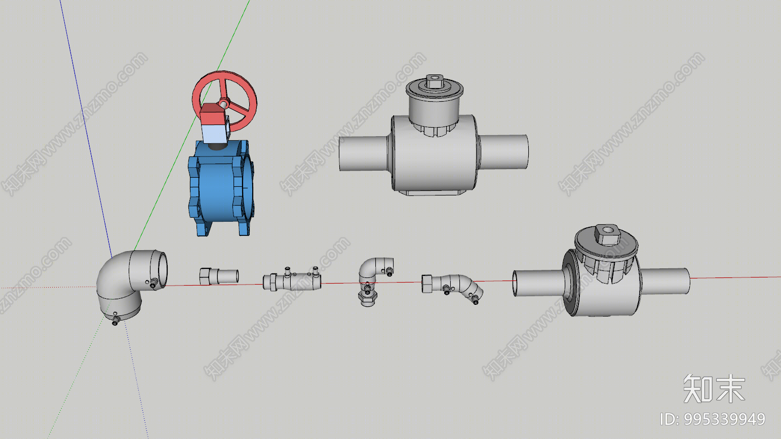 工业管道零件SU模型下载【ID:995339949】