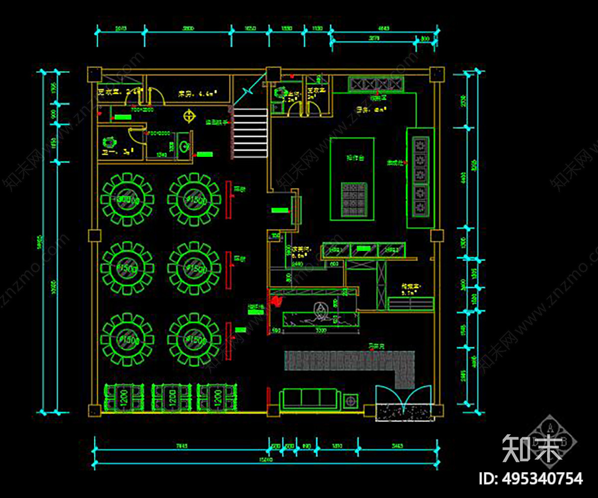 全套中餐CADcad施工图下载【ID:495340754】