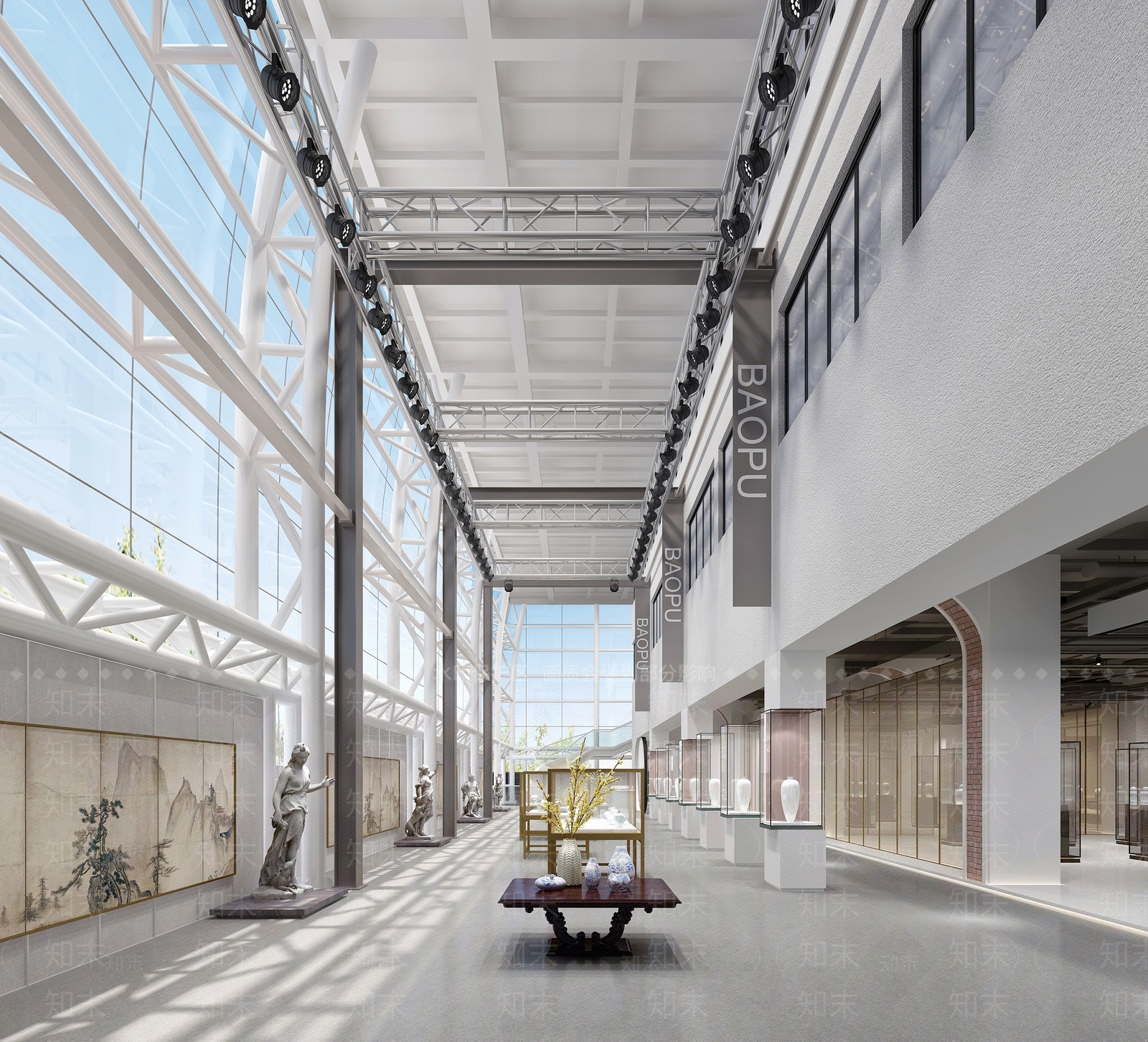 现代陶瓷展厅3D模型下载【ID:595346448】