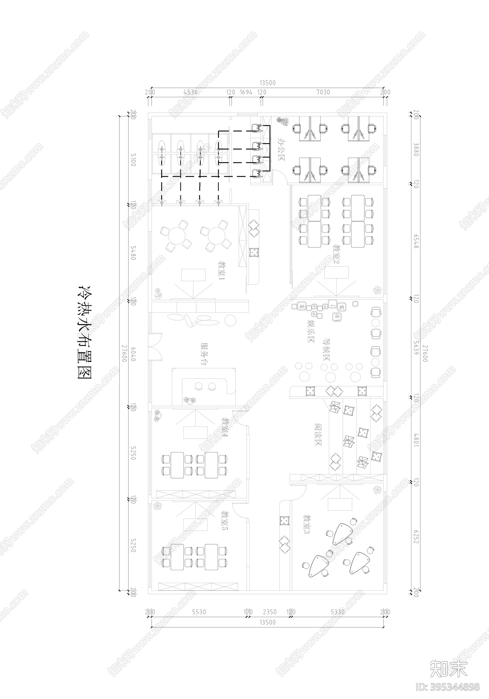 现代简约儿童美术机构cad施工图下载【ID:395344898】