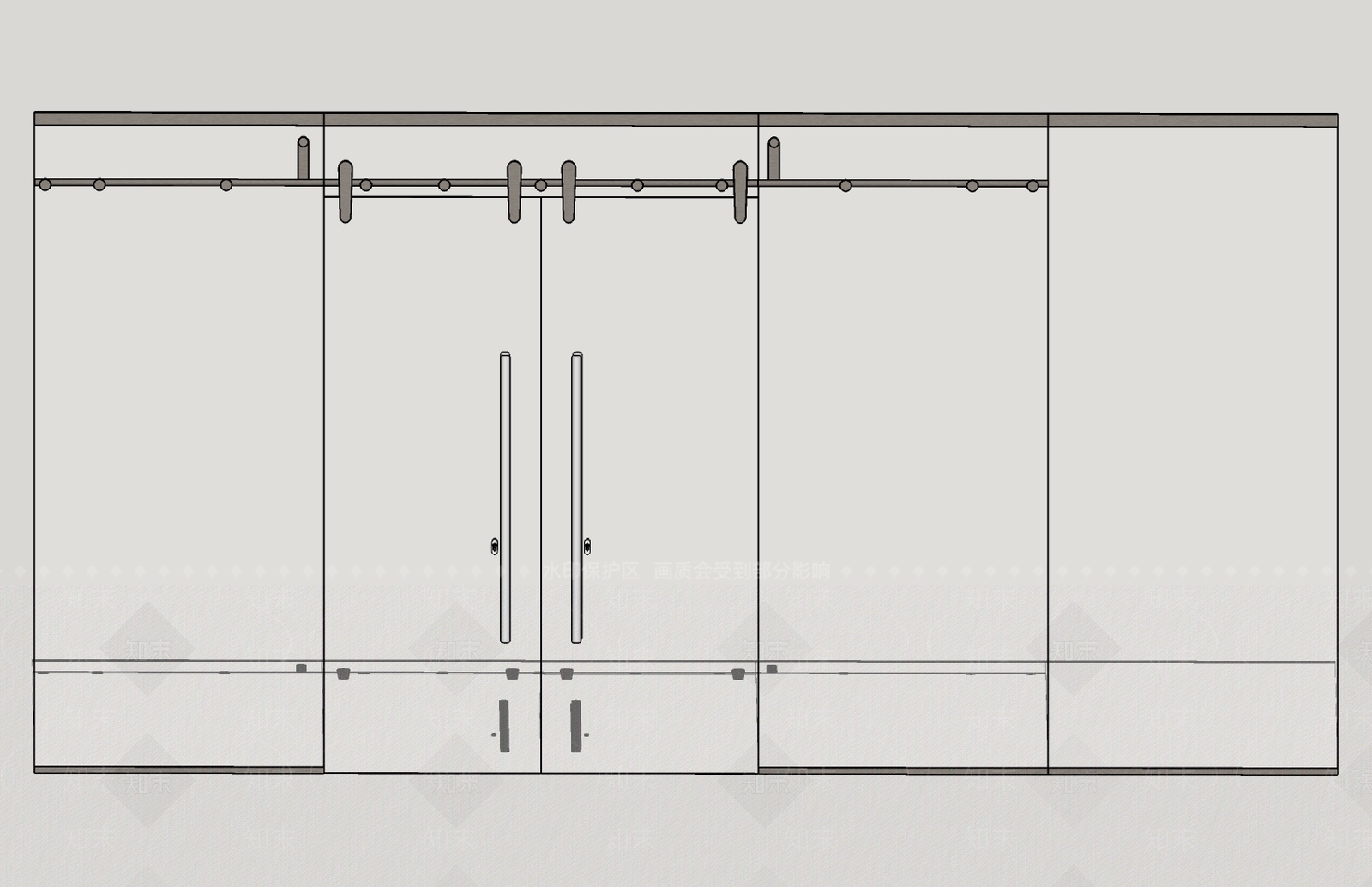 现代玻璃大门SU模型下载【ID:795345592】
