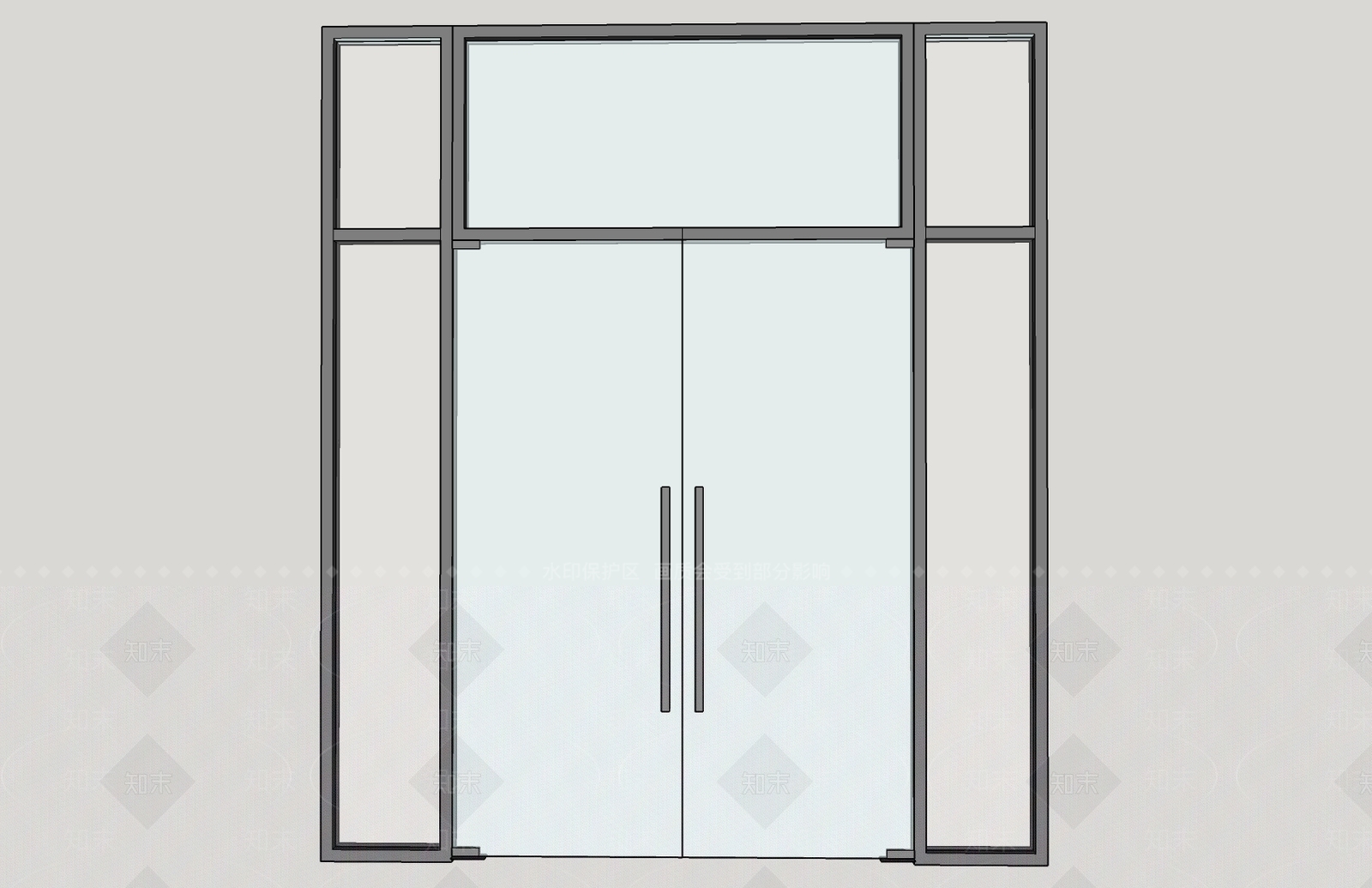 现代玻璃大门SU模型下载【ID:795345597】