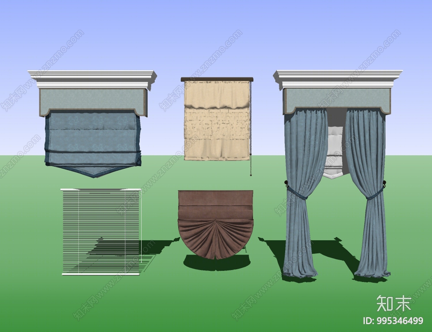 简欧百叶帘SU模型下载【ID:995346499】