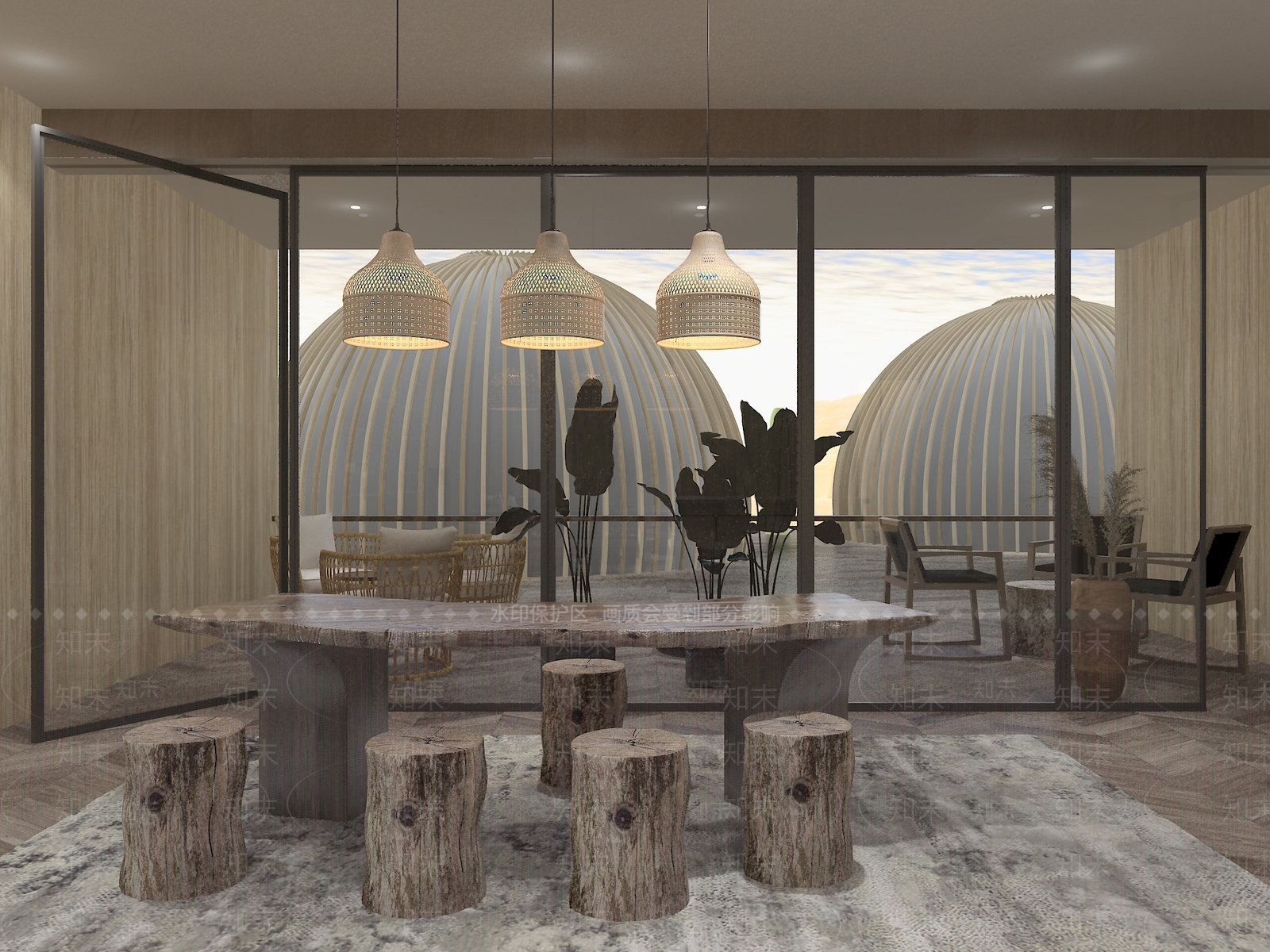 侘寂风民宿休闲区3D模型下载【ID:995348665】