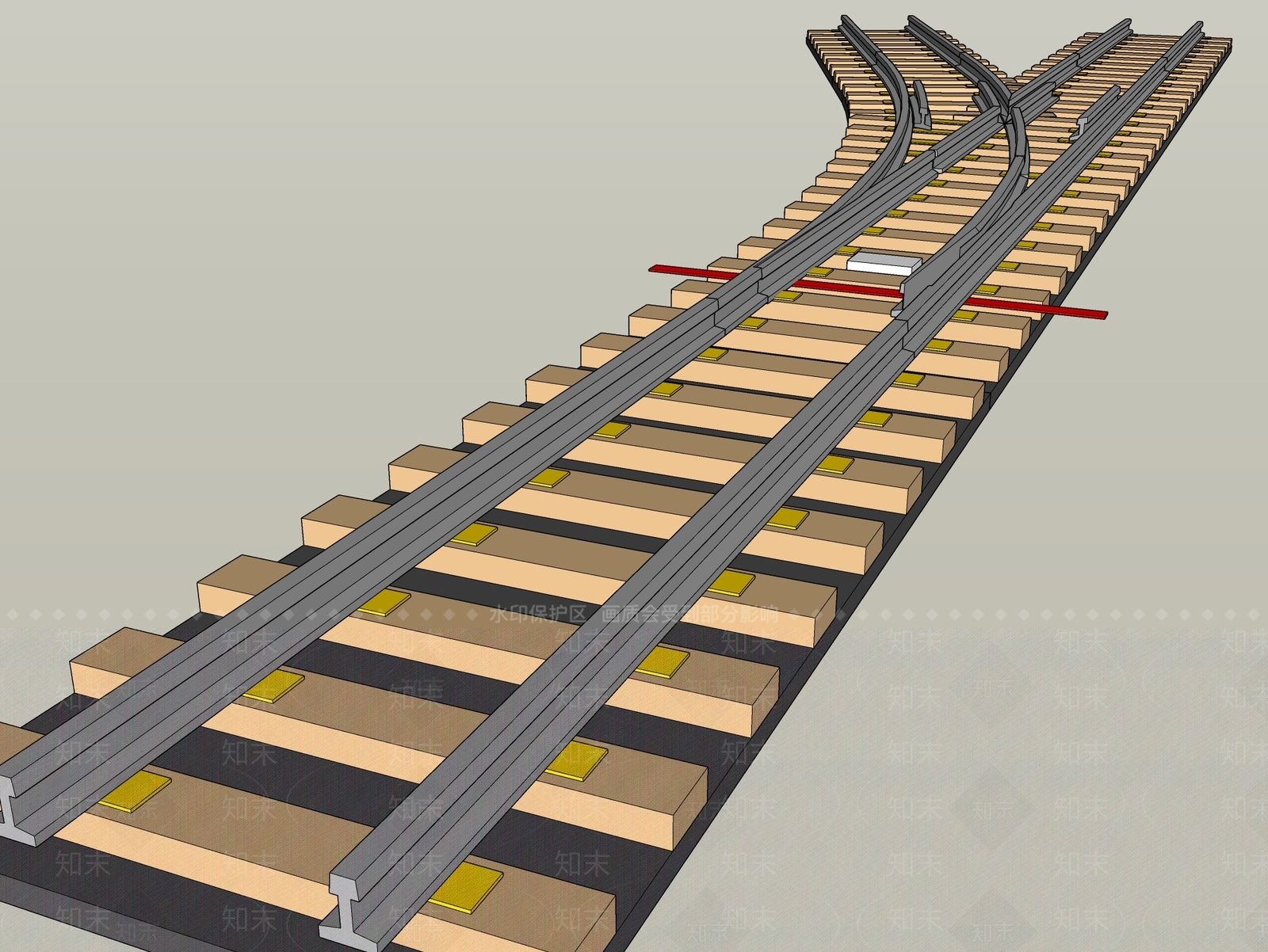 现代火车轨道SU模型下载【ID:995355370】