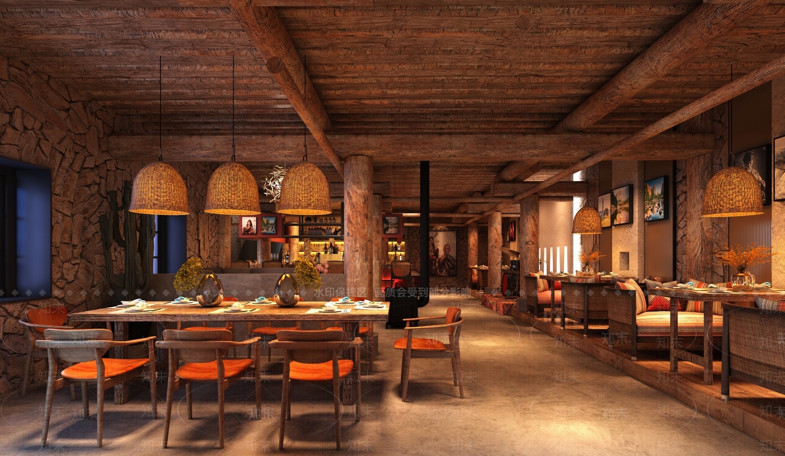 现代酒店餐厅3D模型下载【ID:1222003728】