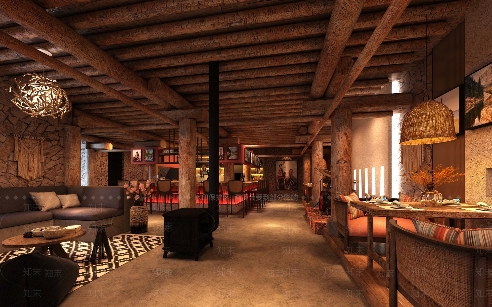 现代酒店餐厅3D模型下载【ID:1222003728】