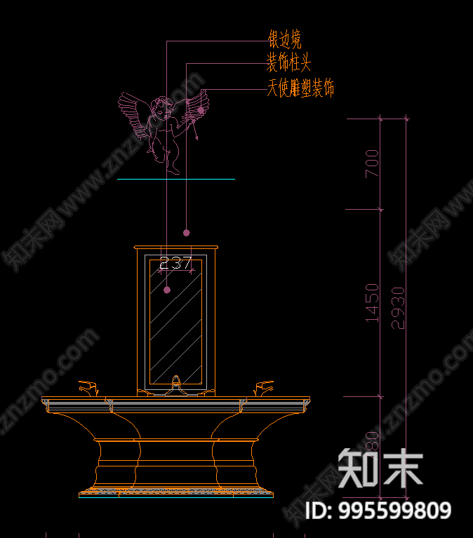 欧式古典罗马柱体cad施工图下载【ID:995599809】