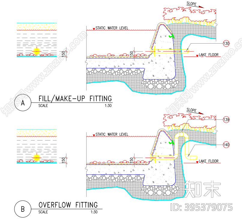 现代简约绿化驳坎cad施工图下载【ID:395379075】