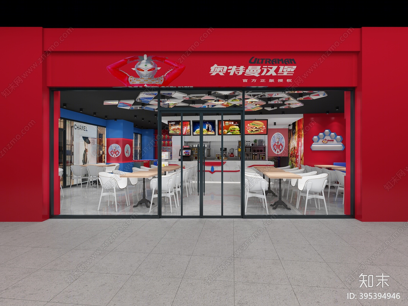 现代汉堡店3D模型下载【ID:395394946】