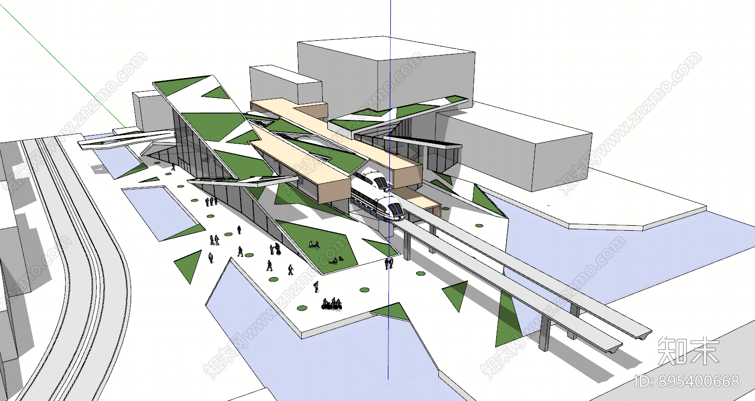 现代高铁站SU模型下载【ID:895400668】