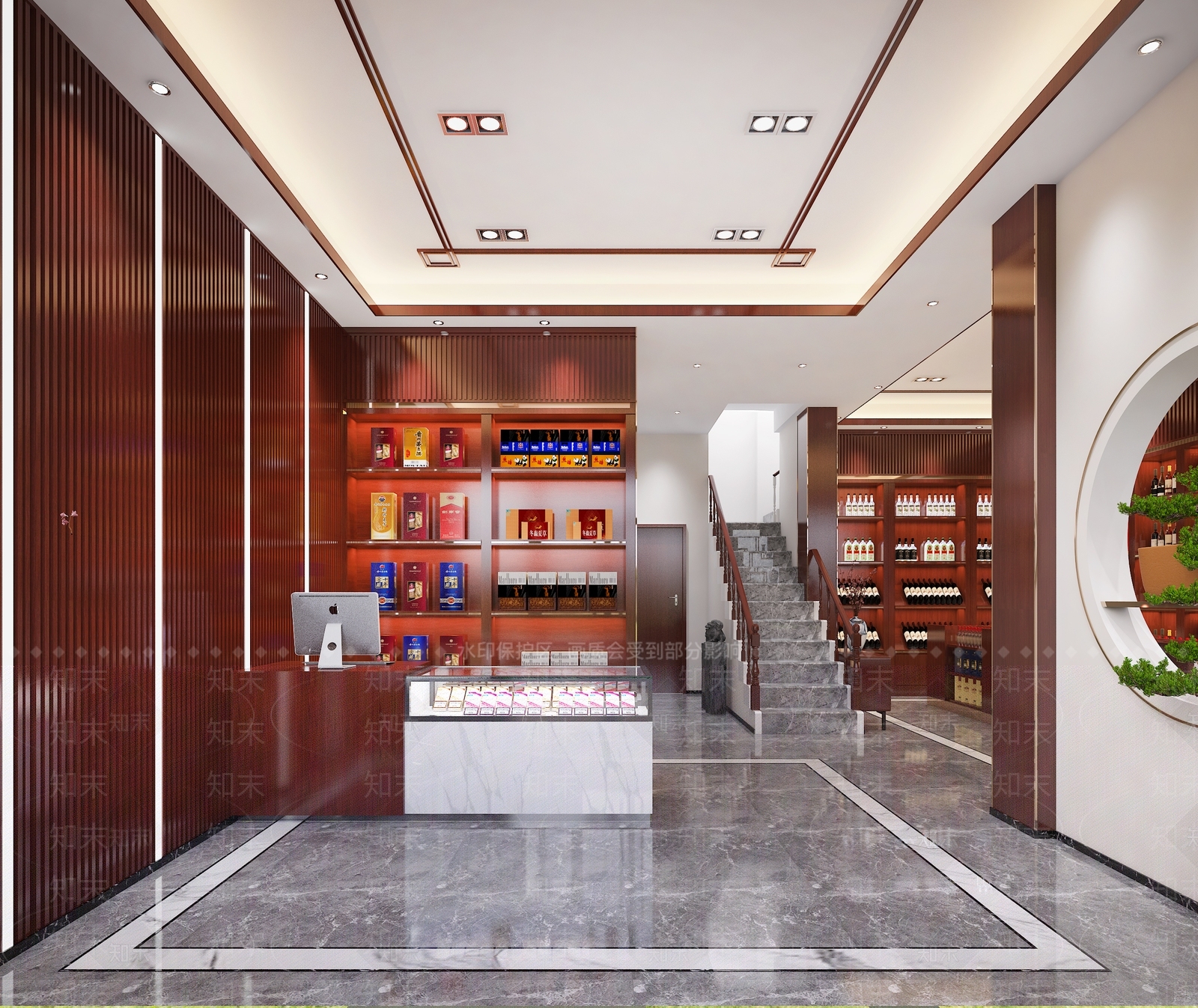 新中式烟酒店3D模型下载【ID:695428110】
