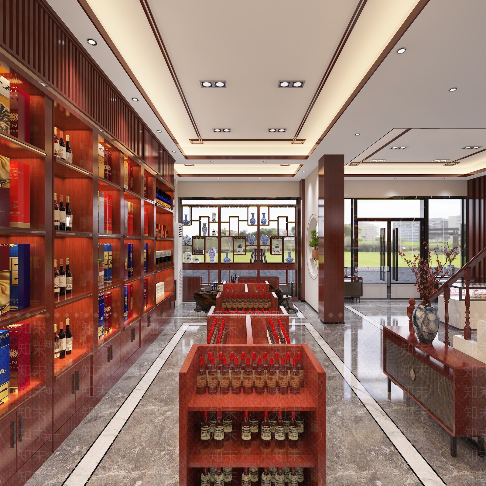 新中式烟酒店3D模型下载【ID:695428110】