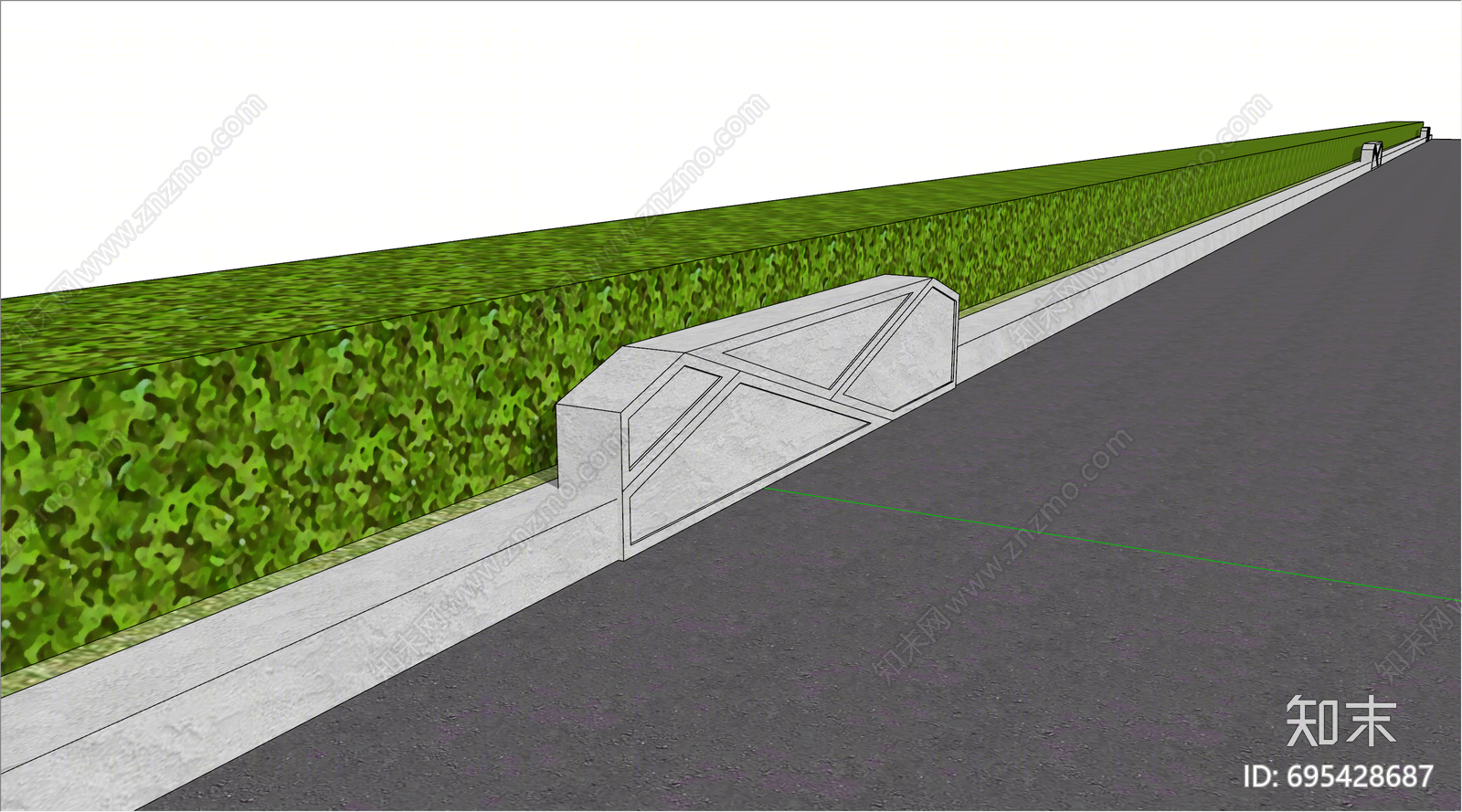 现代路缘石SU模型下载【ID:695428687】