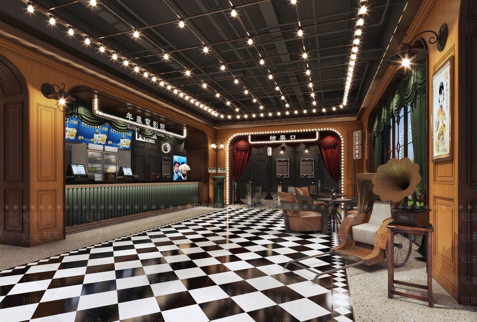 美式电影院大厅3D模型下载【ID:595437144】
