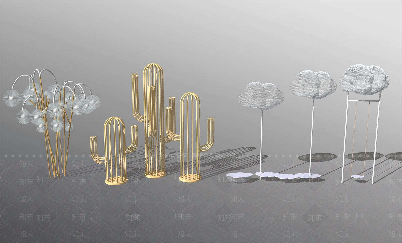 现代商业街雕塑小品SU模型下载【ID:695454676】