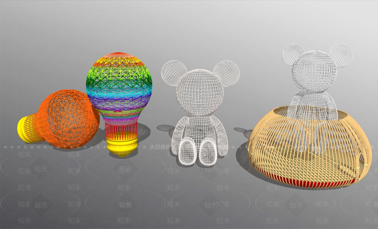 现代商业街雕塑小品SU模型下载【ID:695454697】