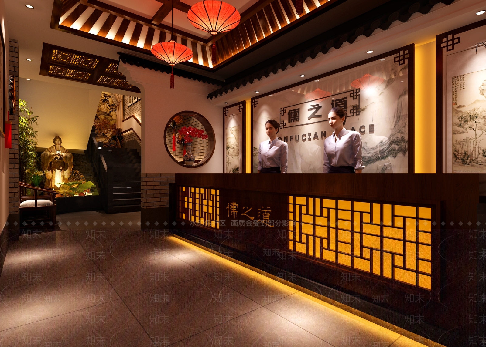 中式足浴店大厅3D模型下载【ID:495456695】