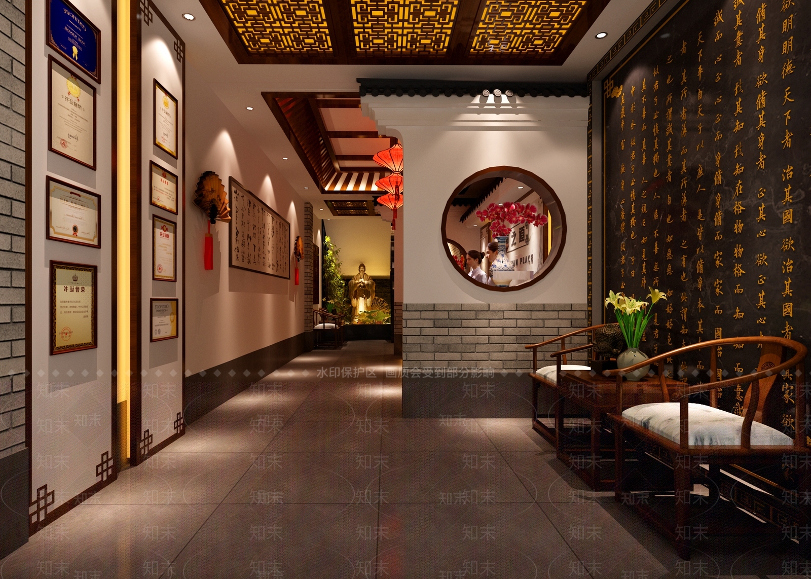 中式足浴店大厅3D模型下载【ID:495456695】