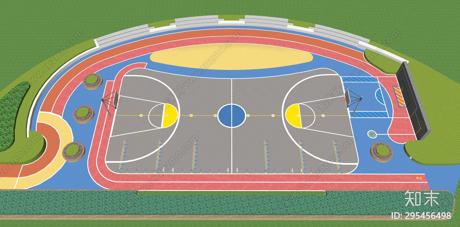 现代篮球场SU模型下载【ID:295456498】
