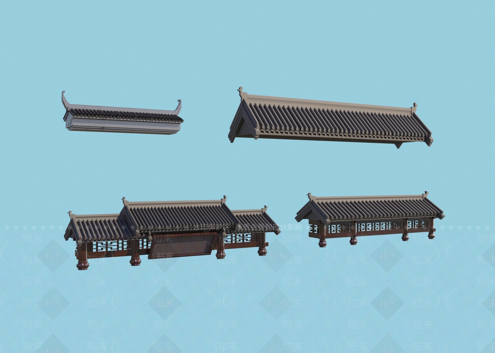 中式古建屋顶3D模型下载【ID:295461883】