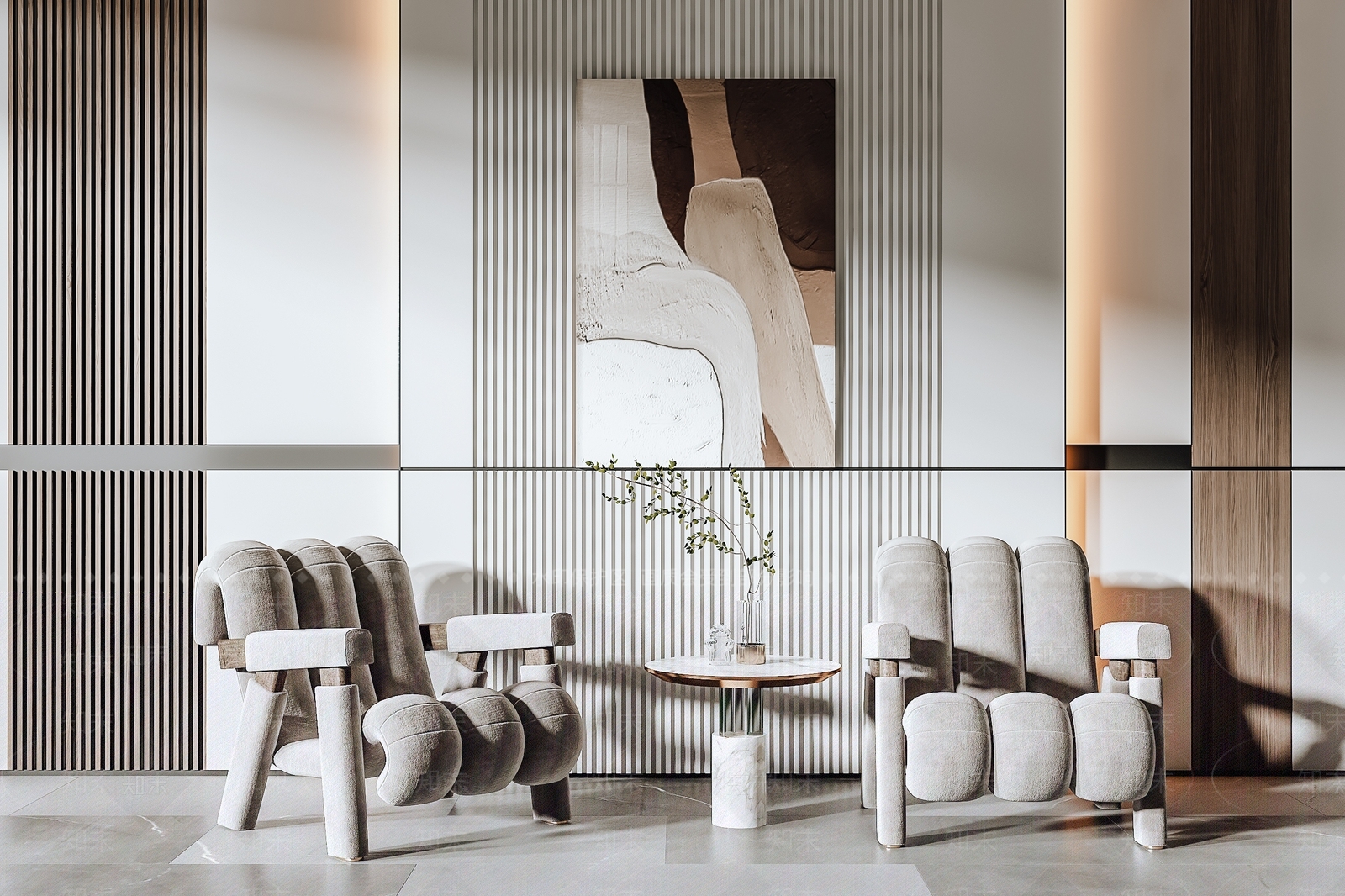 现代椅子茶几组合3D模型下载【ID:995464835】