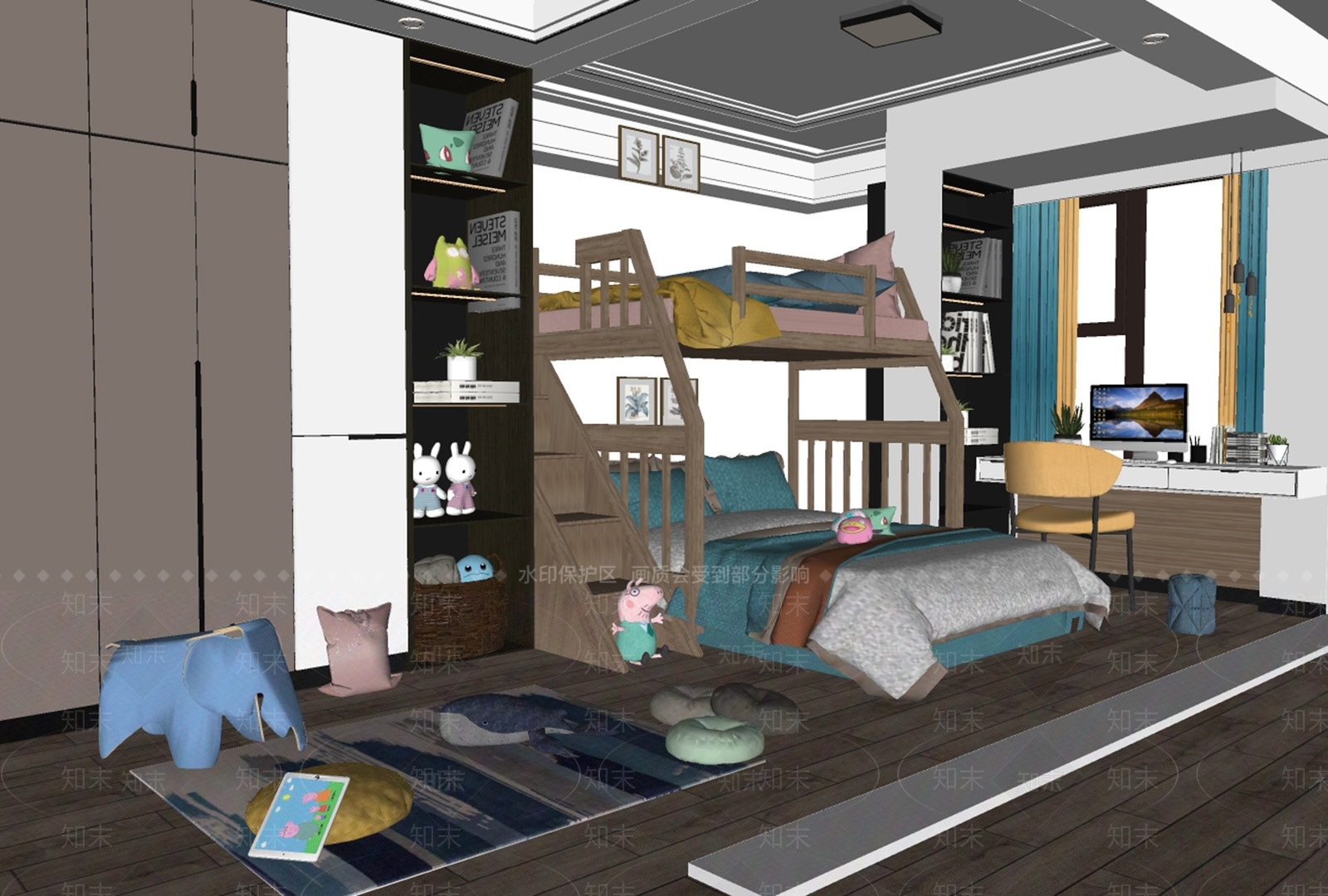 现代儿童房SU模型下载【ID:895465891】