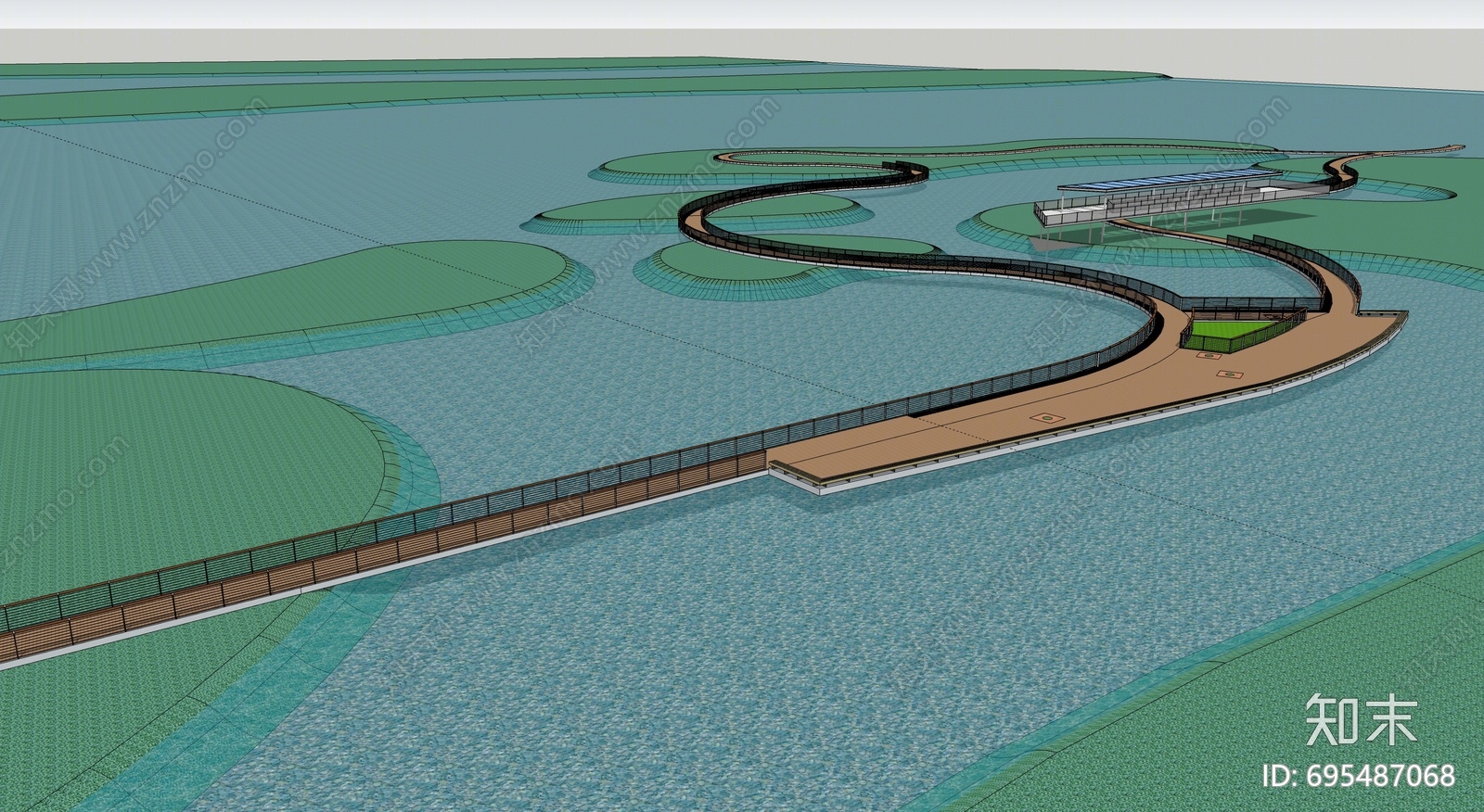 【SU悬赏模型】现代风格滨水景观SU模型下载【ID:695487068】