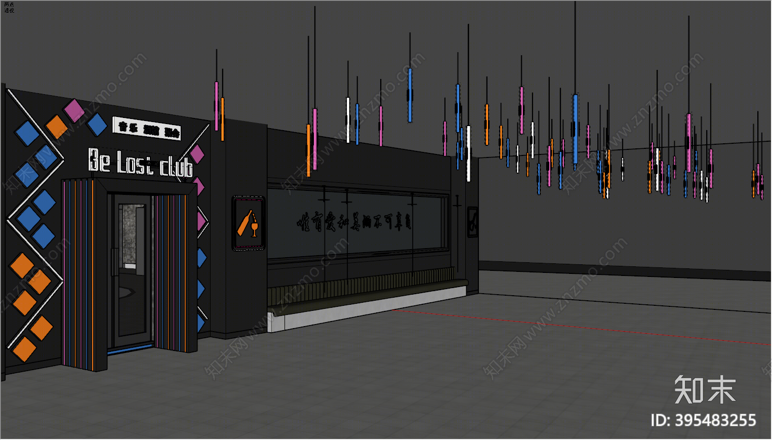 现代酒吧门头SU模型下载【ID:395483255】