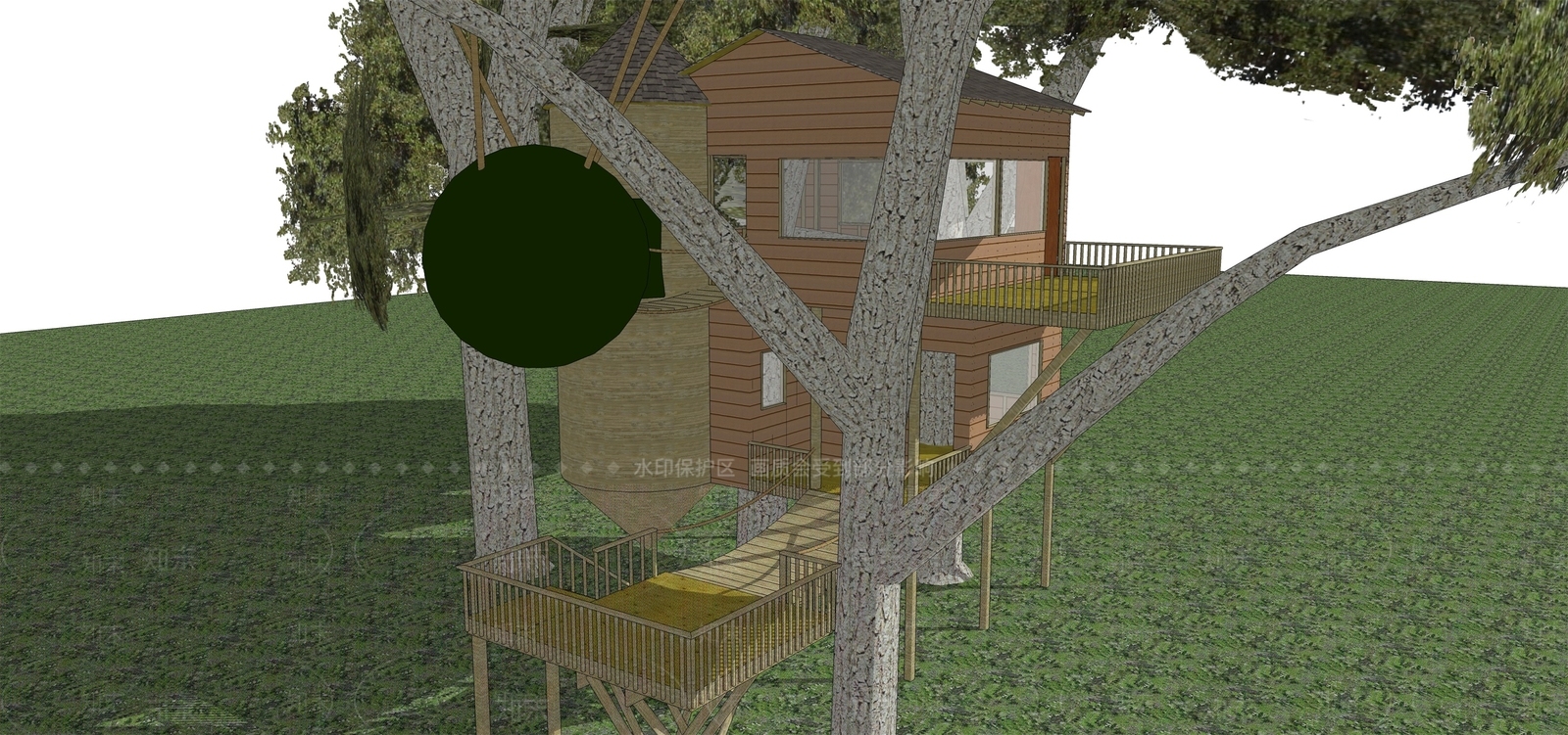 现代木屋SU模型下载【ID:695486959】