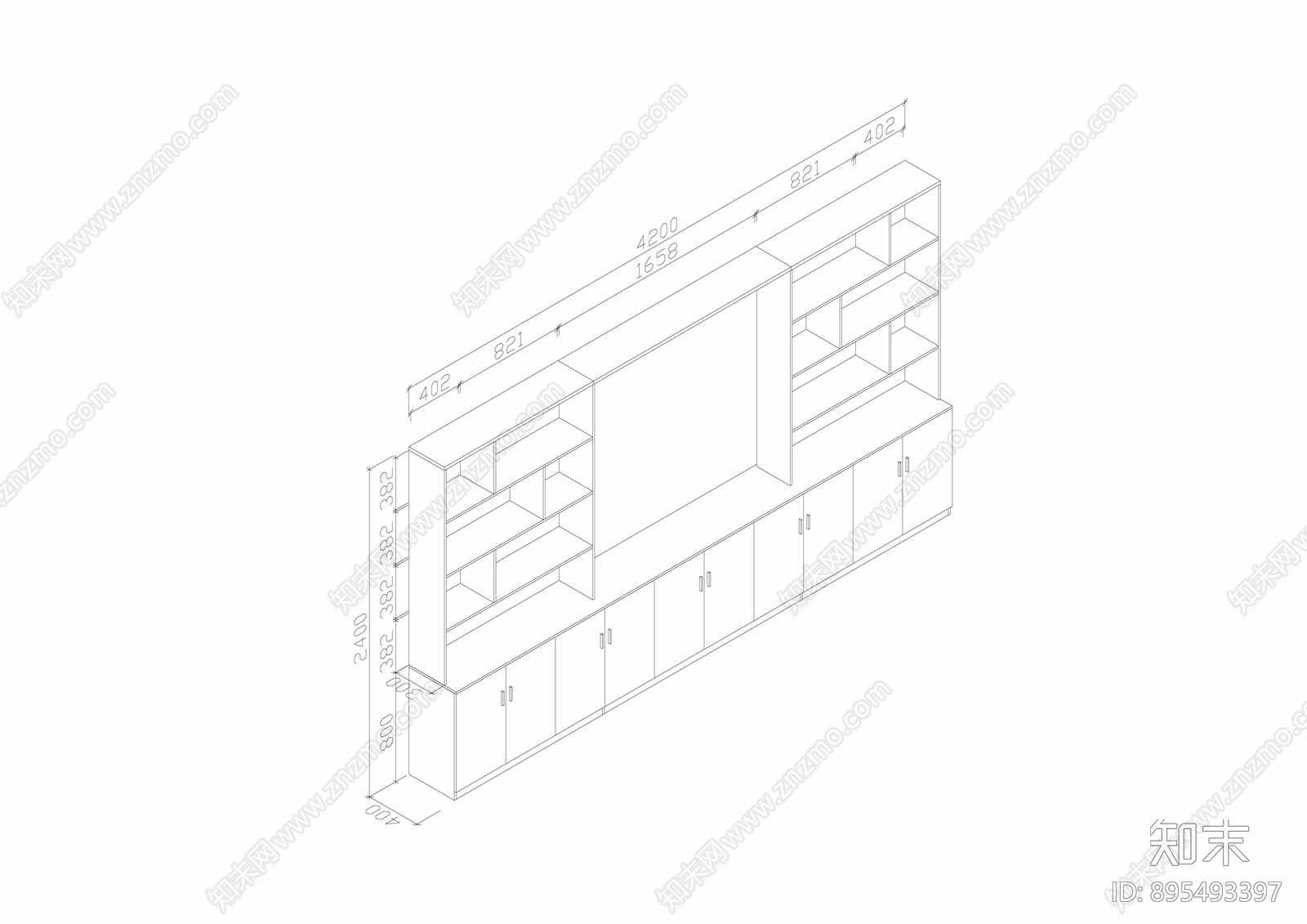 书柜施工图下载【ID:895493397】