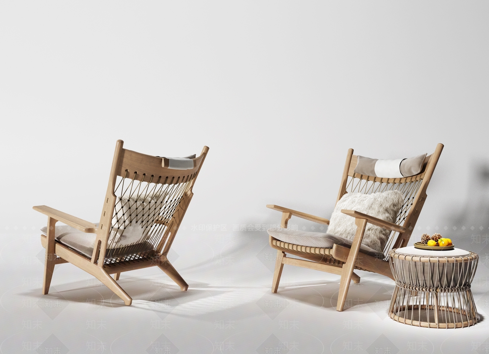 现代椅子凳子组合3D模型下载【ID:395495574】