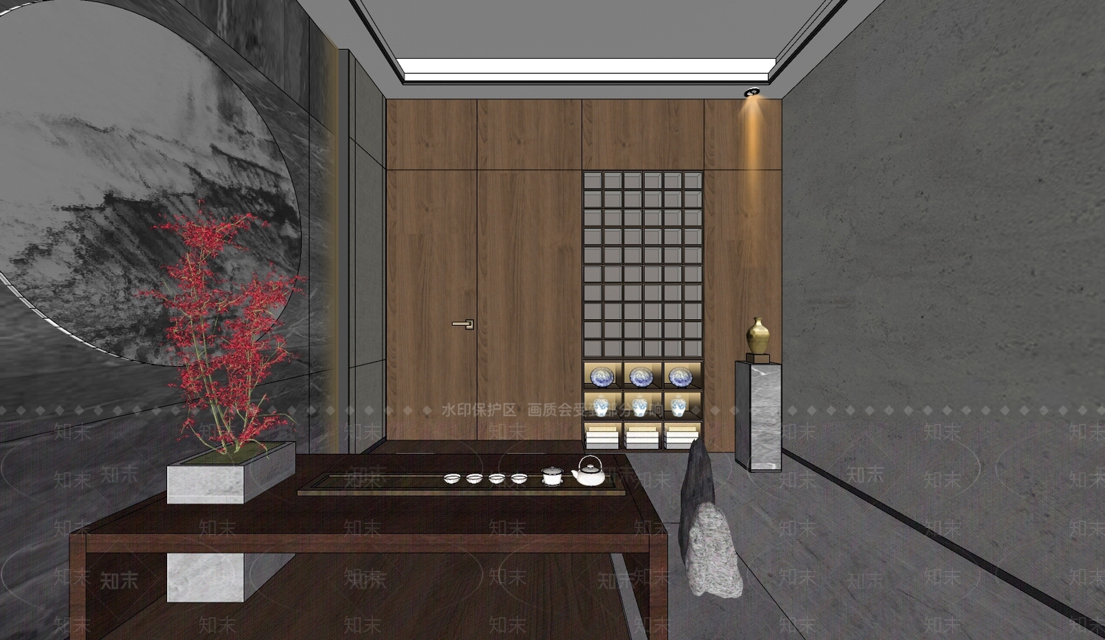 新中式茶馆SU模型下载【ID:595498442】