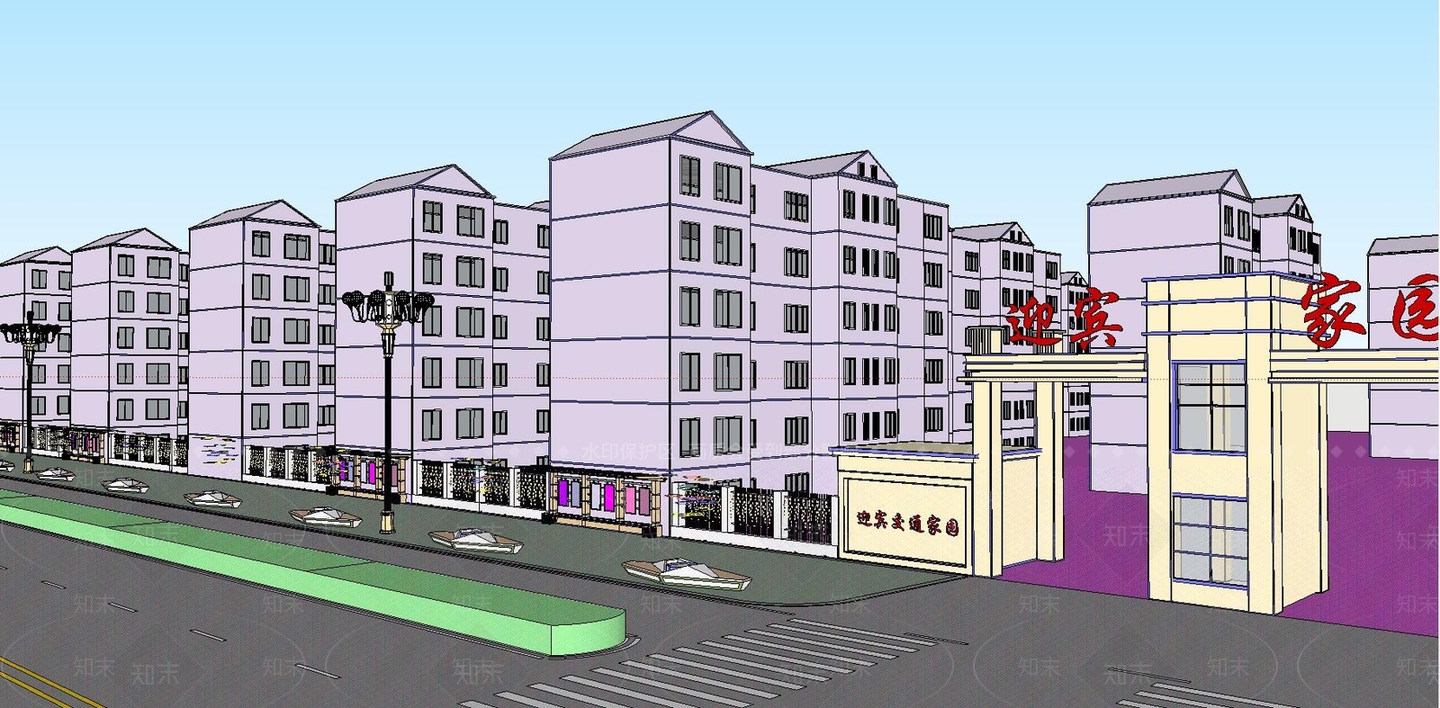 现代多层住宅SU模型下载【ID:195501084】