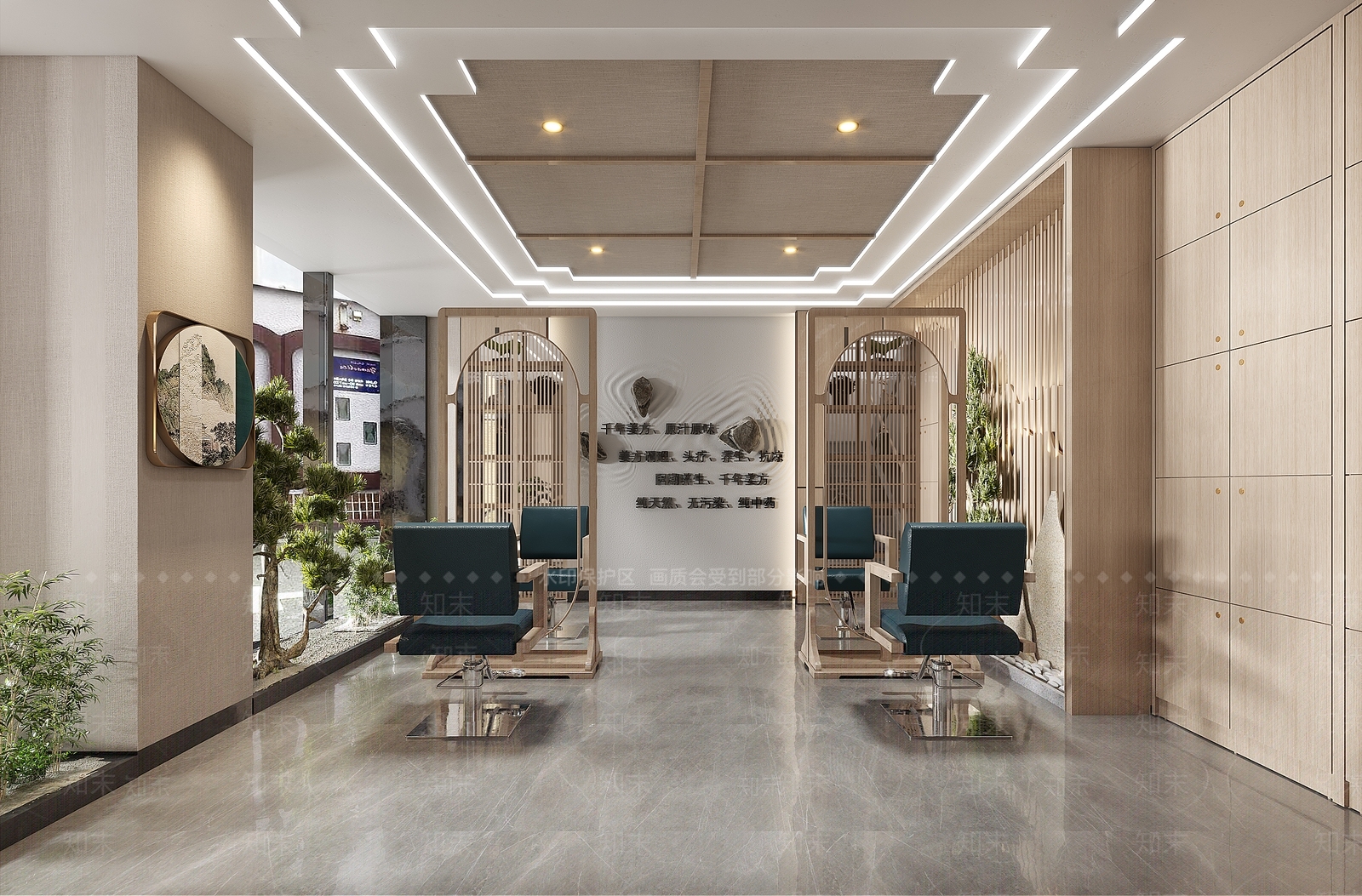 新中式理发店3D模型下载【ID:395505414】