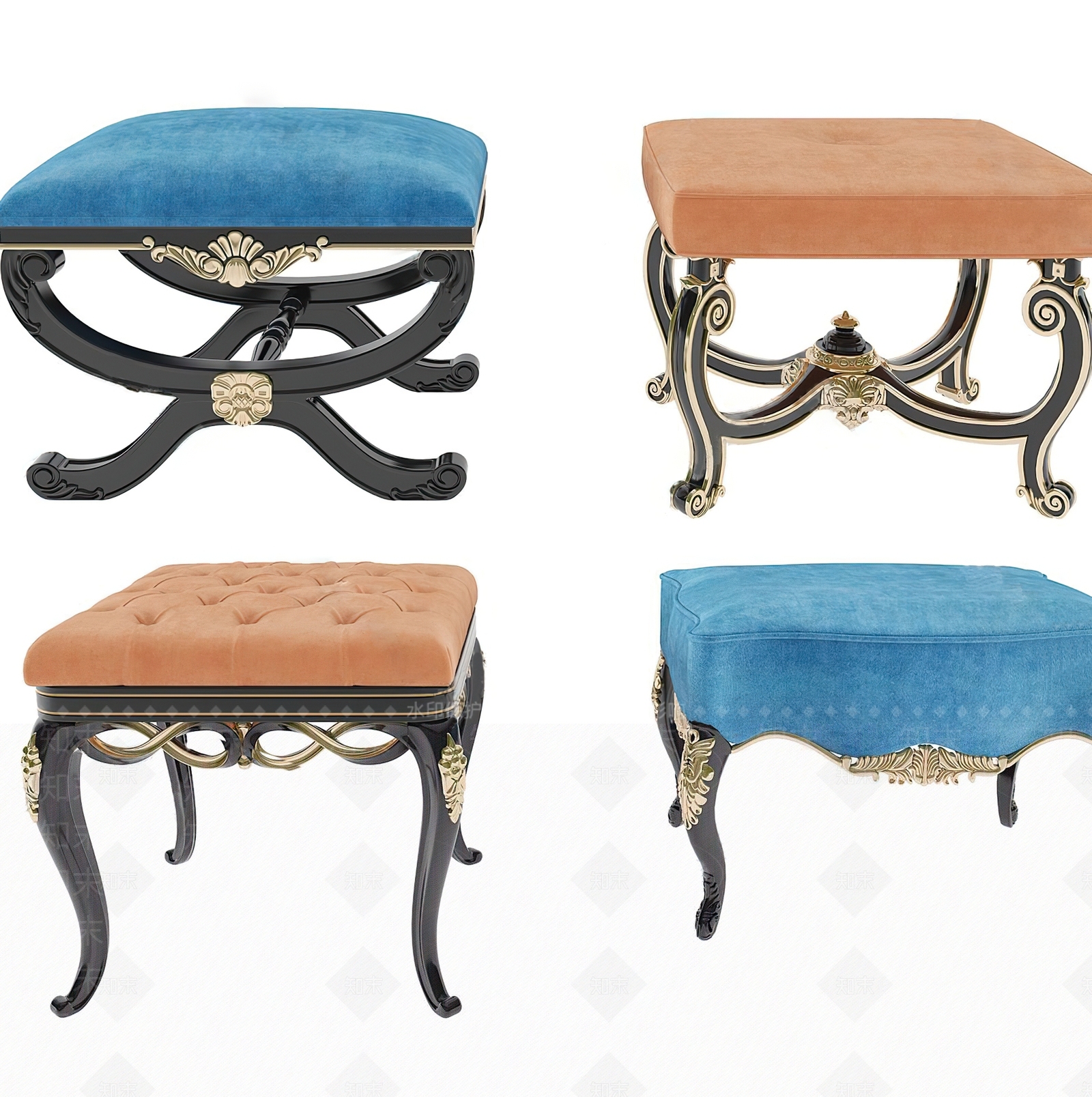 欧式古典凳子3D模型下载【ID:495508305】
