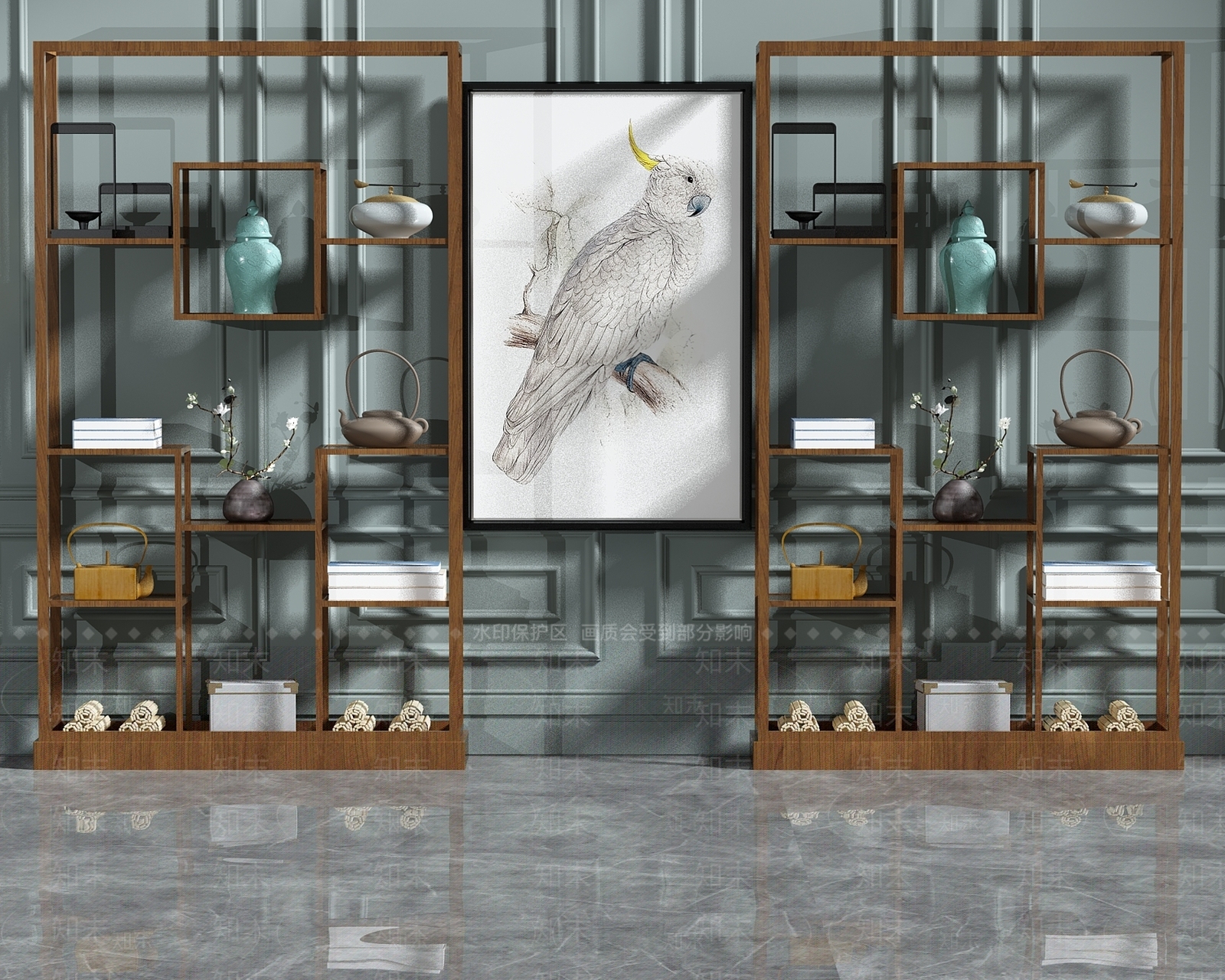 新中式博古架3D模型下载【ID:295511732】