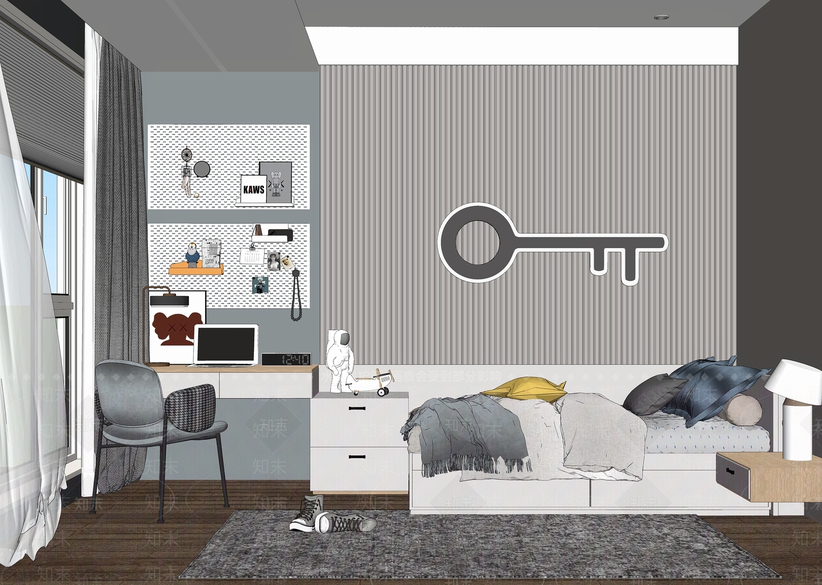 现代儿童房SU模型下载【ID:895548847】