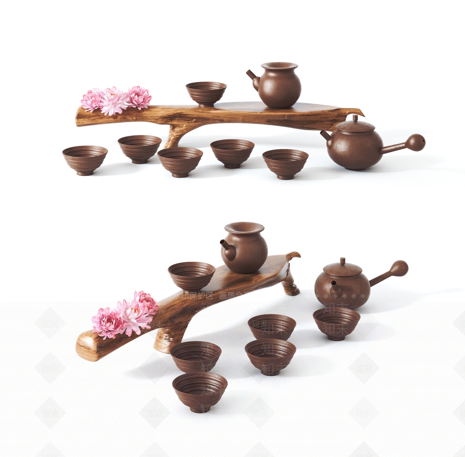 新中式根雕茶具3D模型下载【ID:195550675】