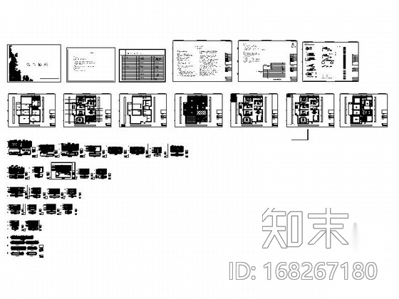 [南宁]简约温馨四居室室内设计CAD施工图施工图下载【ID:168267180】