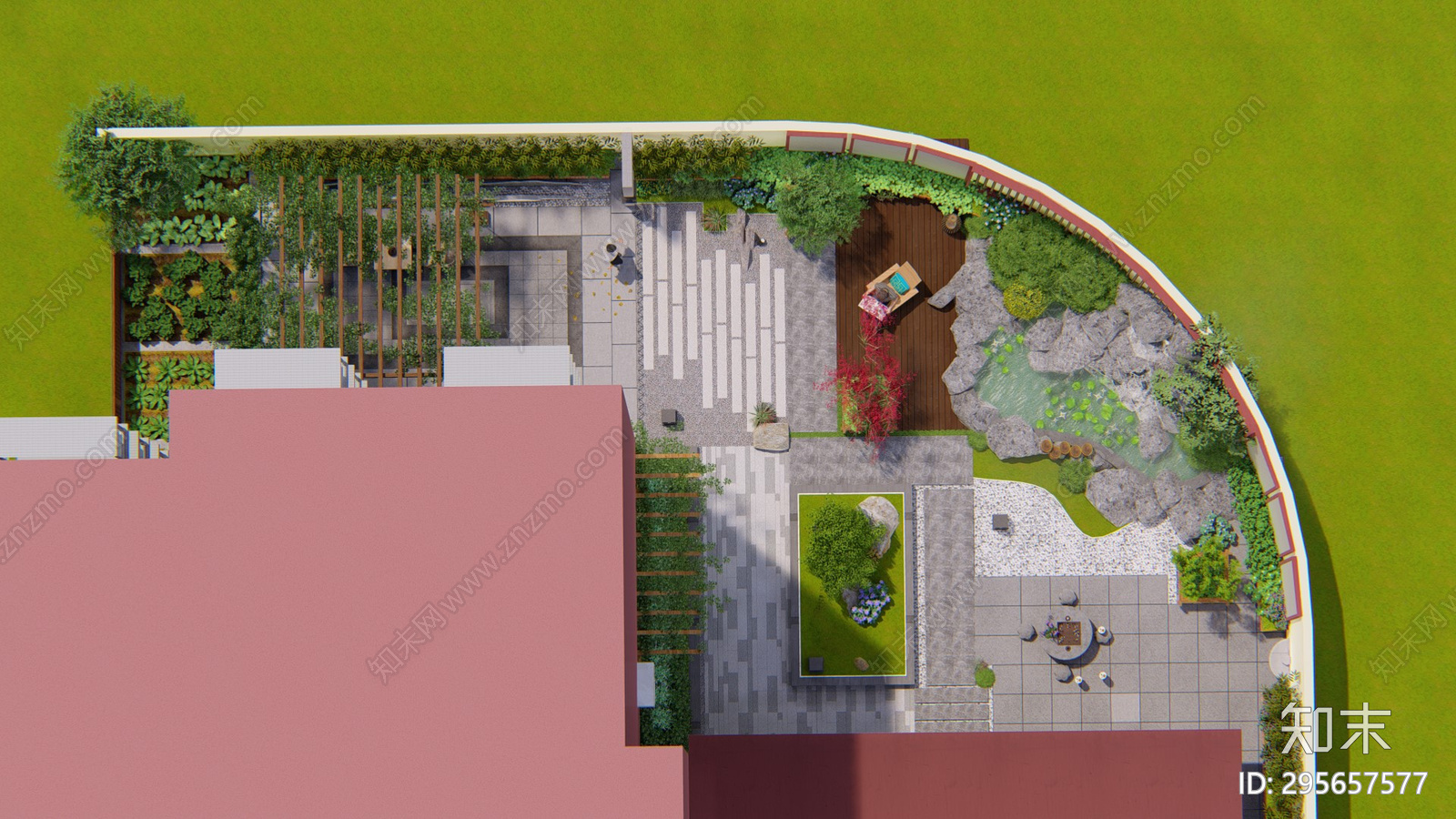 新中式别墅庭院cad施工图下载【ID:295657577】