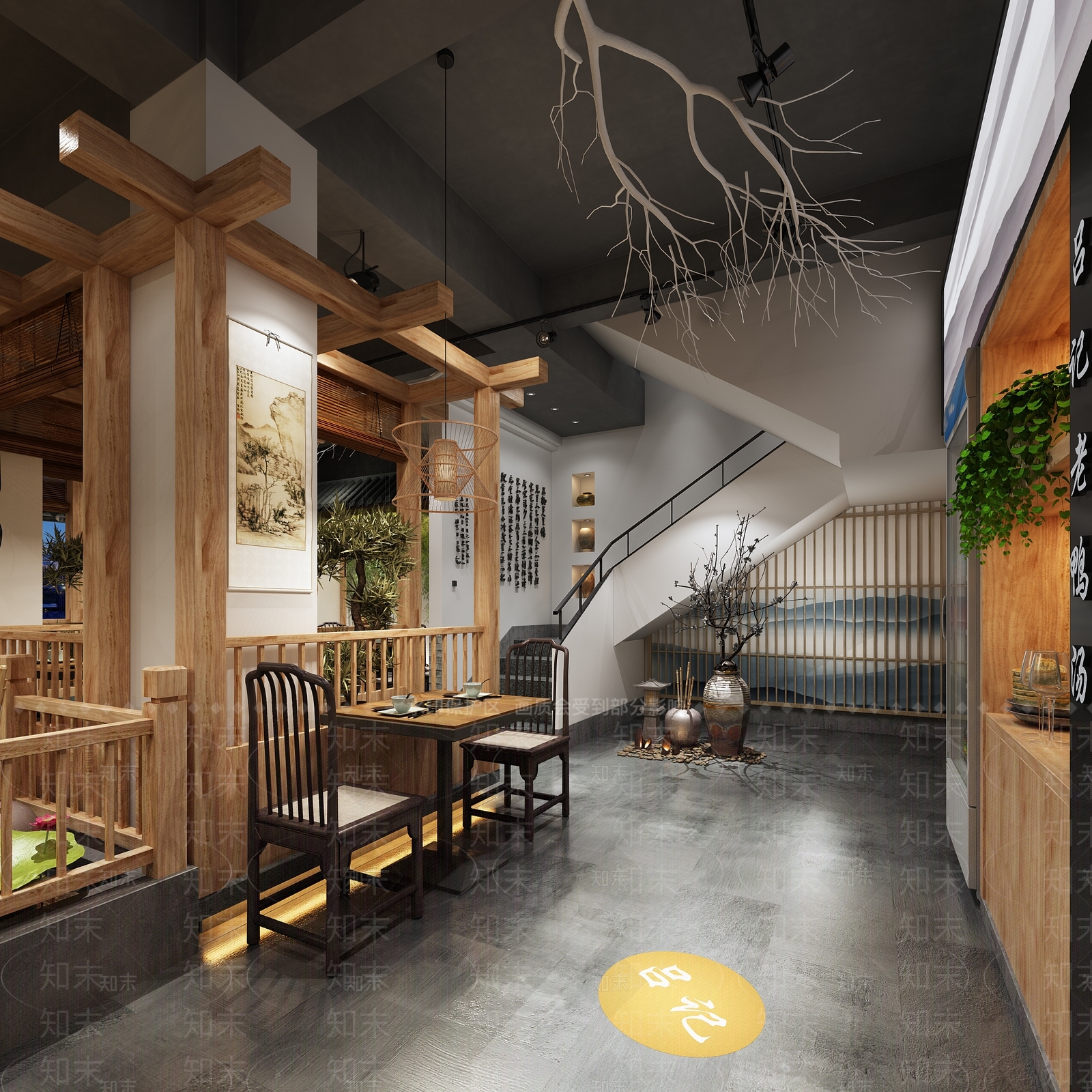 新中式火锅店3D模型下载【ID:395565250】