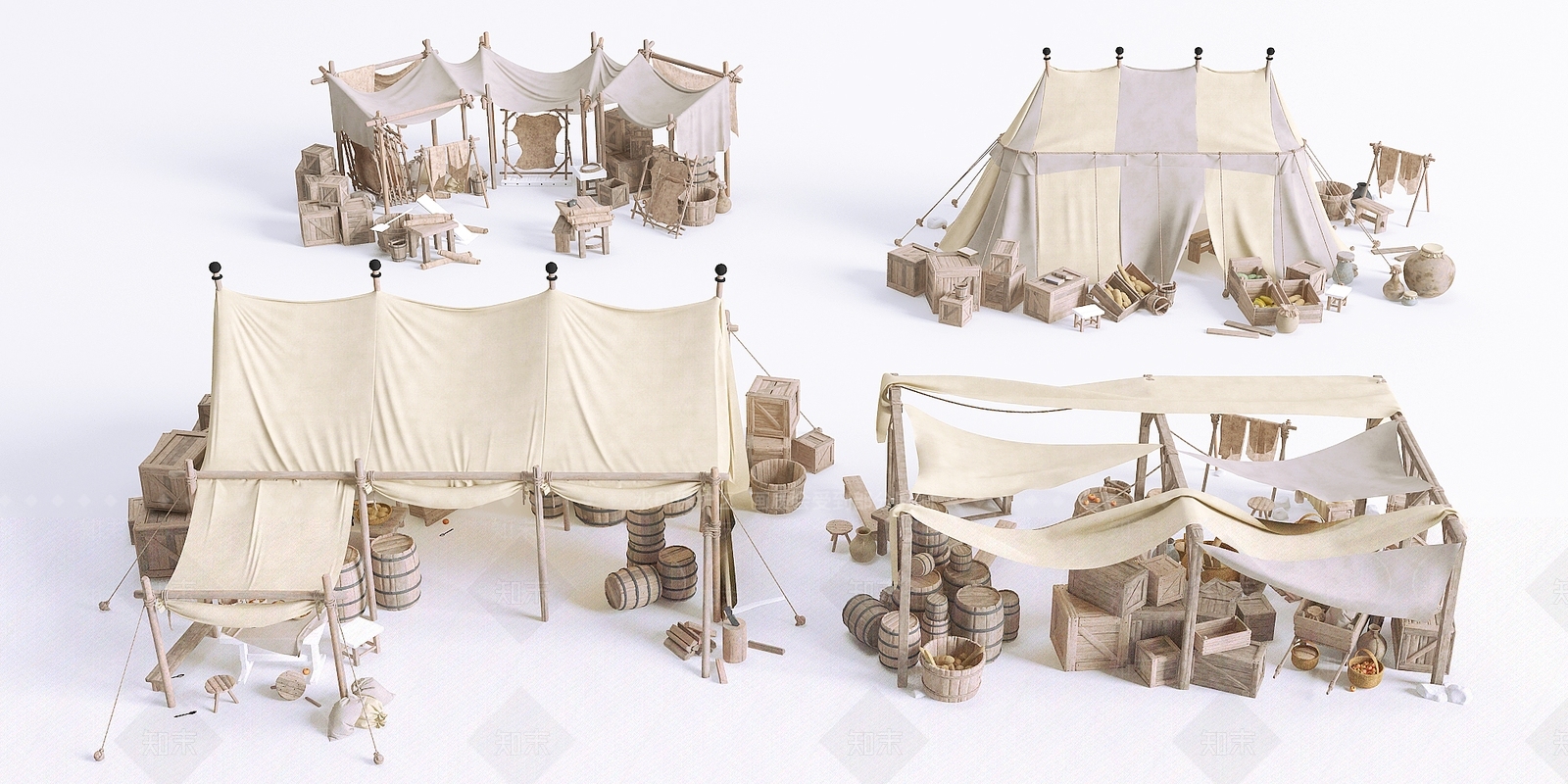 中式摊位3D模型下载【ID:995573513】