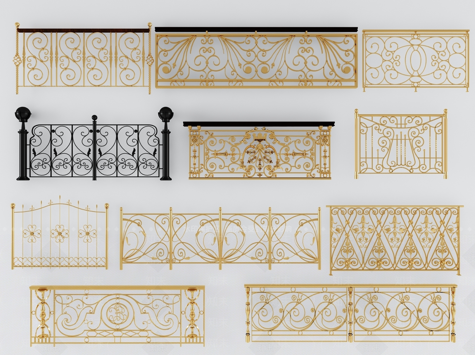 欧式古典雕花栏杆3D模型下载【ID:895573547】
