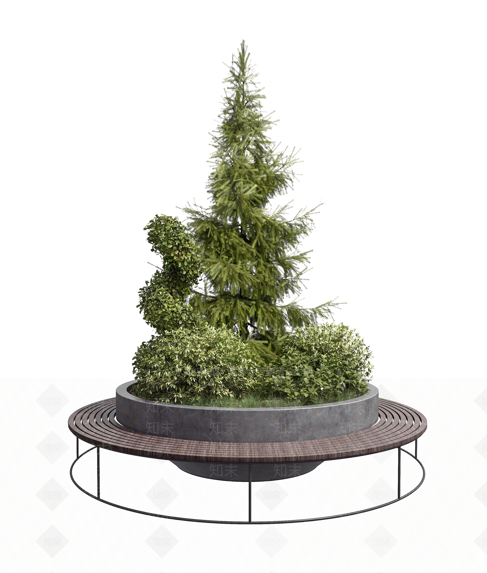 现代绿植花钵3D模型下载【ID:395576896】