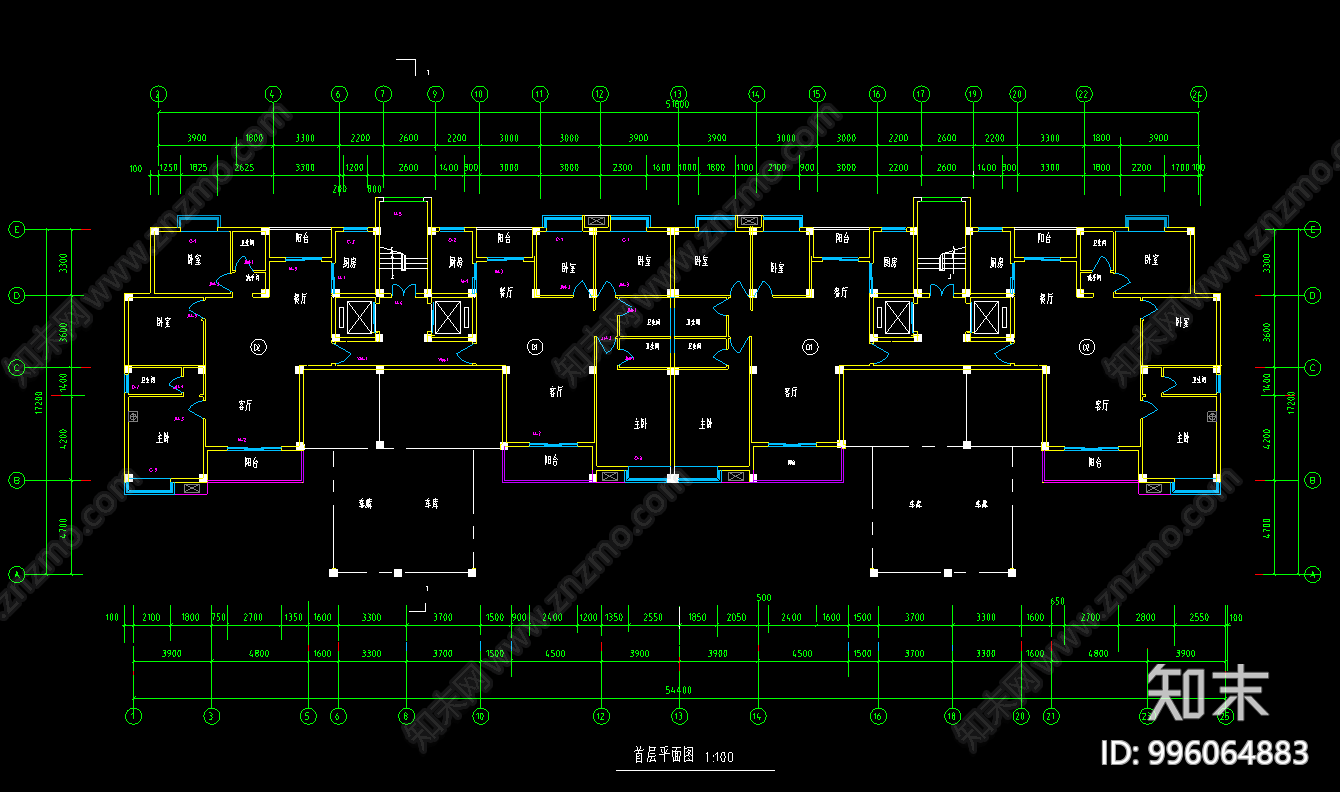 十层框架住宅9000平米左右施工图下载【ID:996064883】