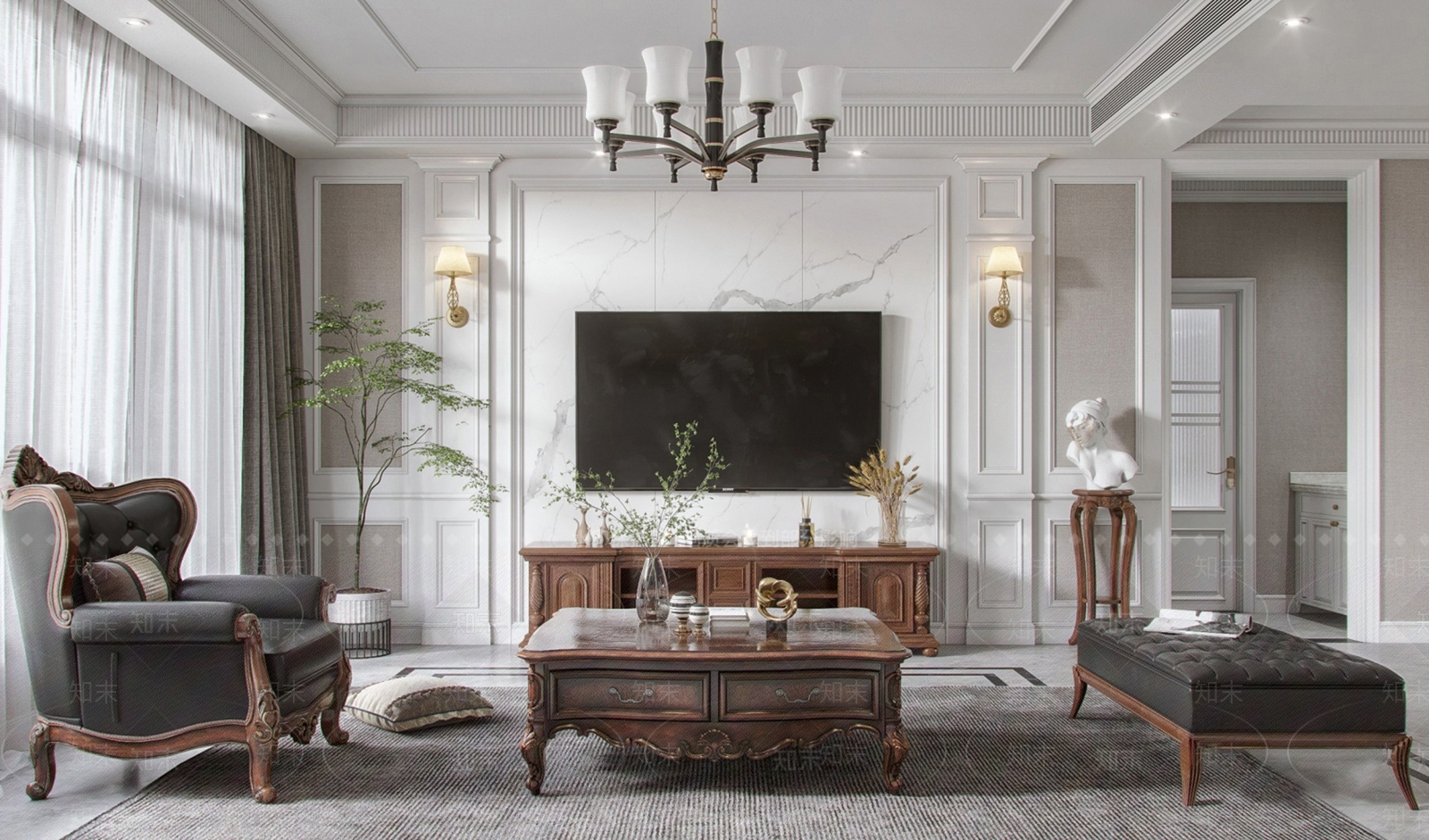 美式电视背景3D模型下载【ID:495580620】