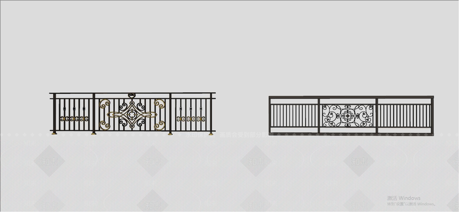 欧式铁艺栏杆SU模型下载【ID:495580134】