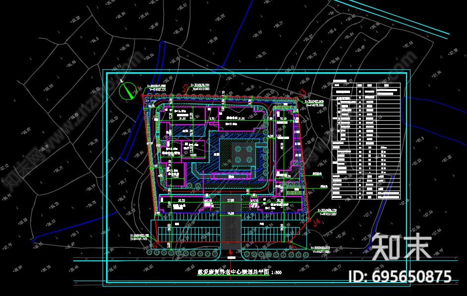 养老院规划总彩平cad施工图下载【ID:695650875】