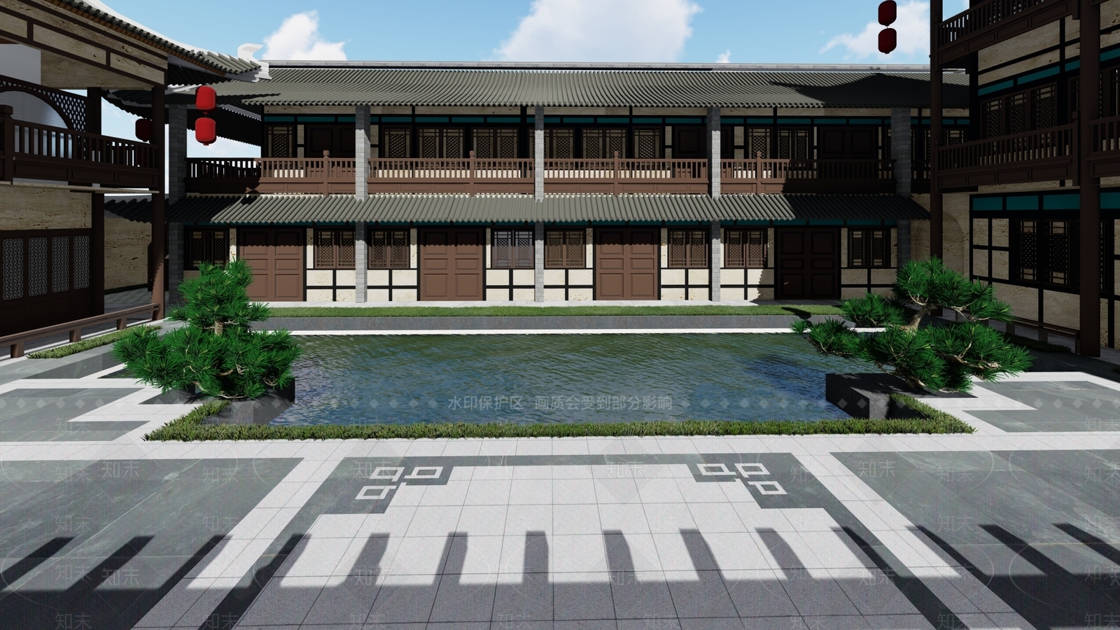 中式四合院SU模型下载【ID:395725255】